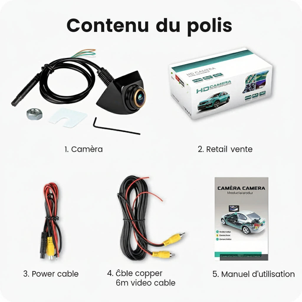 Caméra de Recul 170° HD 1080P – Vision Nocturne & Grand Angle