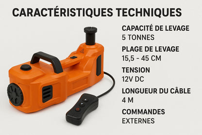 Cric Hydraulique Électrique 12V – 5 Tonnes avec Mallette | Kit Complet pour Voiture*

---