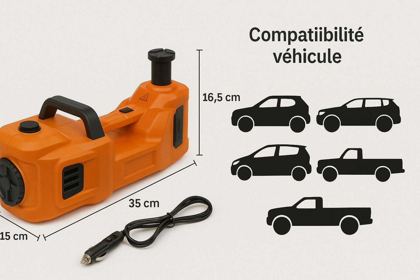Cric Hydraulique Électrique 12V – 5 Tonnes avec Mallette | Kit Complet pour Voiture*

---